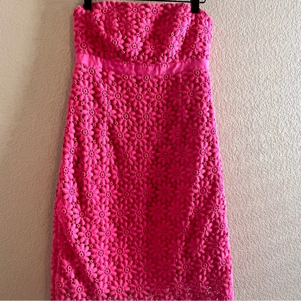 Lilly Pulitzer Bowen Strapless Pink Eyelet Dress Size 2 - Picture 3 of 8
